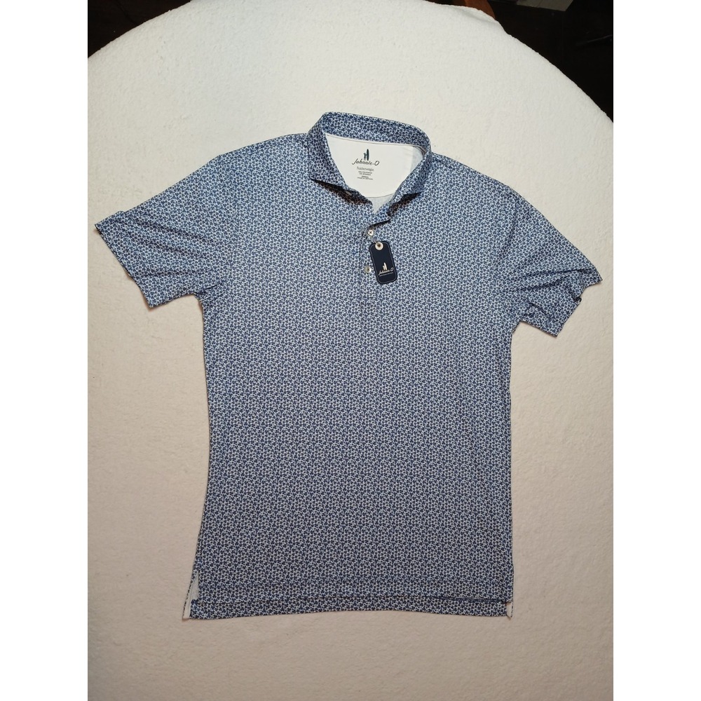 NWT Johnnie-O Men S Featherweight Performance Golf Polo Four Leaf Clover Blue